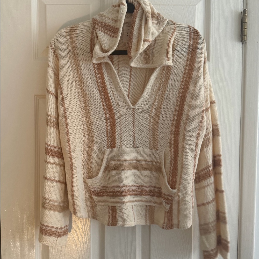 Billabong Striped Baja Knit Pullover Sweater Coastal Beach Cover Up